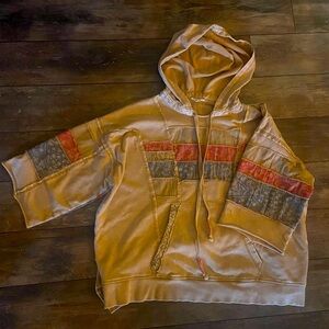 Easel mixed print mineral wash hoodie